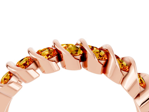 Rose gold Channel Set Round Citrine Multi-Row Band_10