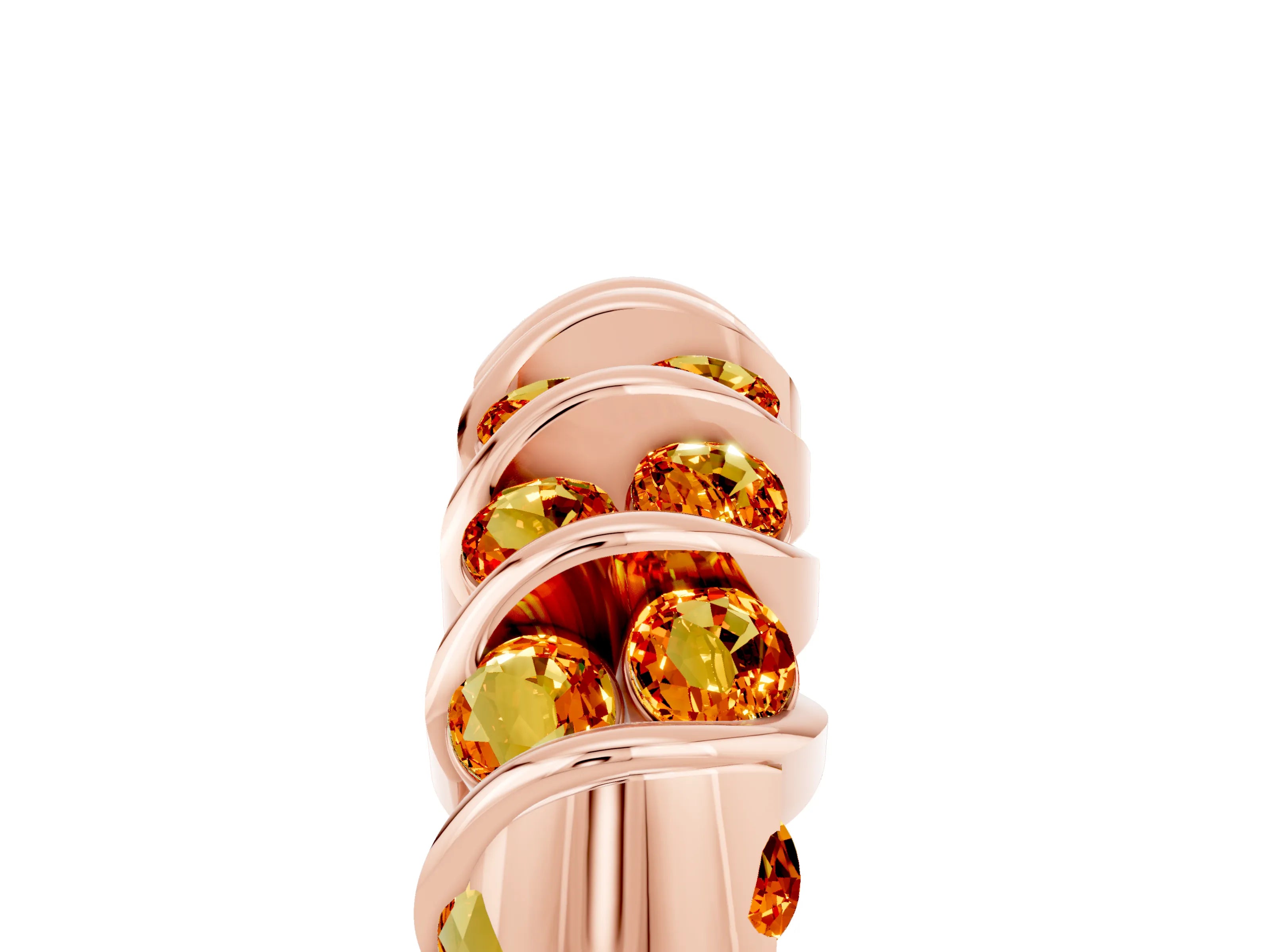 Rose gold Channel Set Round Citrine Multi-Row Band_11