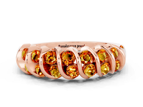 Rose gold Channel Set Round Citrine Multi-Row Band_6