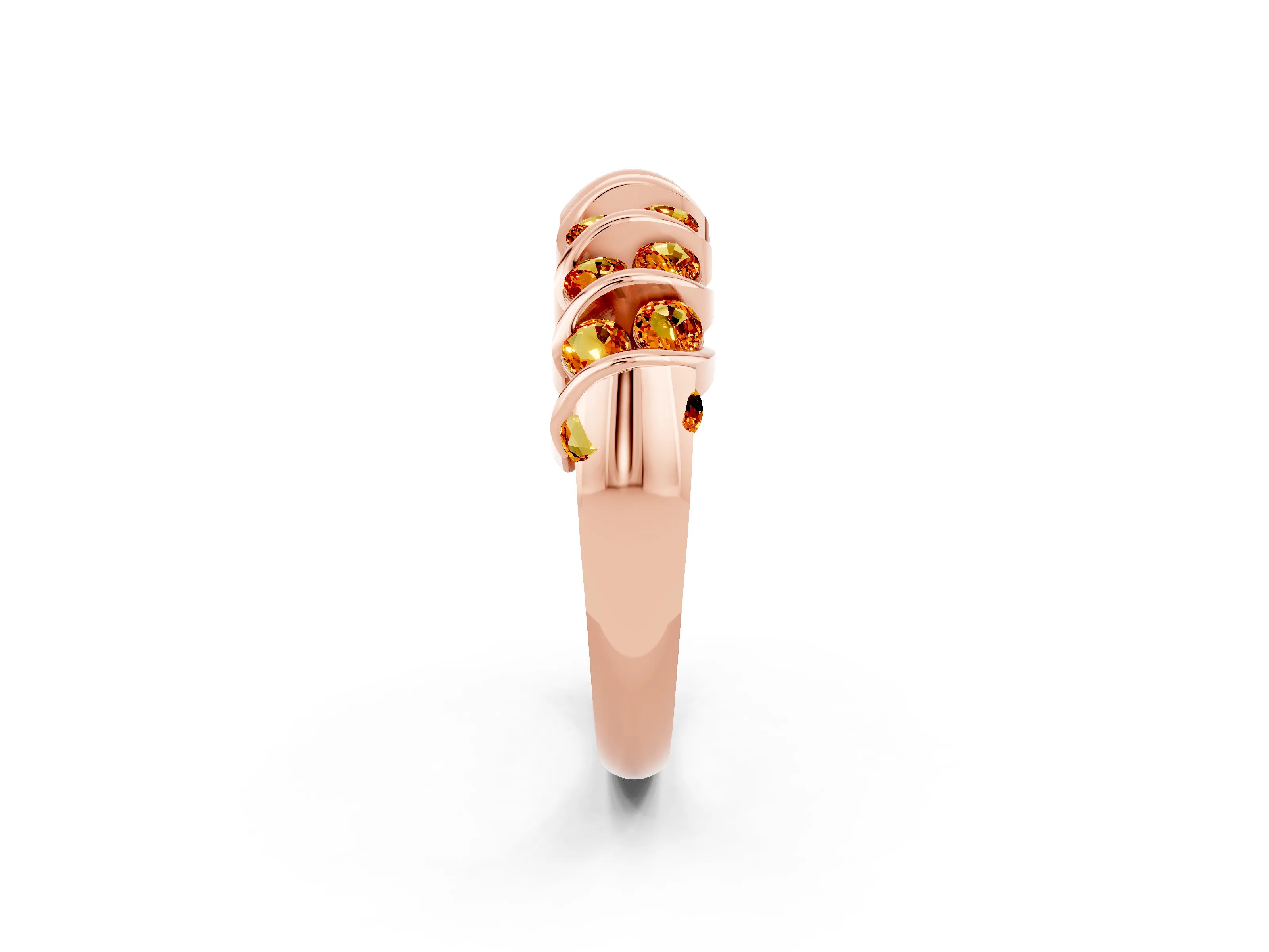 Rose gold Channel Set Round Citrine Multi-Row Band_8