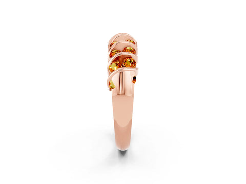 Rose gold Channel Set Round Citrine Multi-Row Band_8