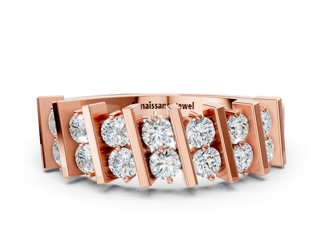 Rose gold Channel Set Round Diamond Anniversary Band with Vertical Prongs_4