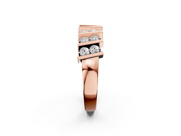Rose gold Channel Set Round Diamond Anniversary Band with Vertical Prongs