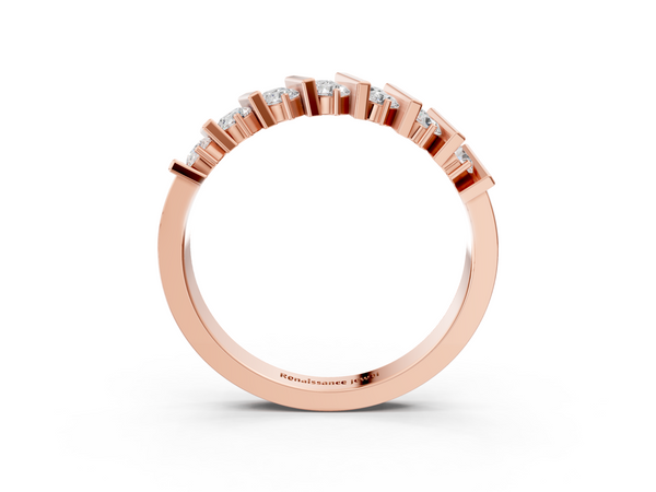 Rose gold Channel Set Round Diamond Anniversary Band with Vertical Prongs