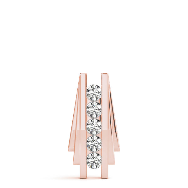 Rose gold Channel Set Round Diamond Bar Pendant