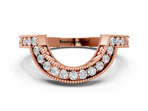 Rose gold Channel Set Round Diamond Chevron Band