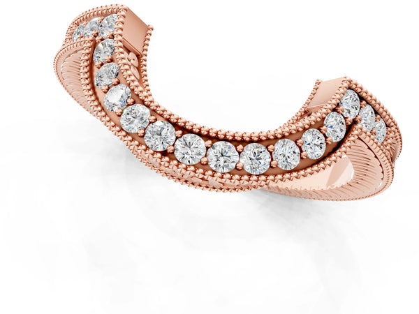 Rose gold Channel Set Round Diamond Chevron Band