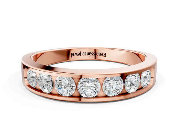 Rose gold Channel Set Round Diamond Comfort Fit Band