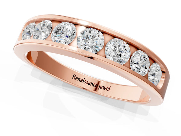 Rose gold Channel Set Round Diamond Comfort Fit Band