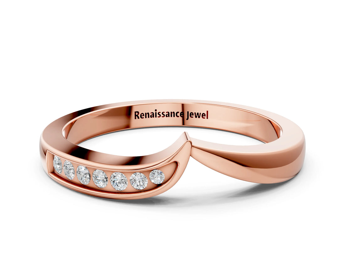 Rose gold Channel Set Round Diamond Contour Band_2