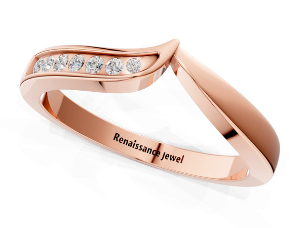 Rose gold Channel Set Round Diamond Contour Band