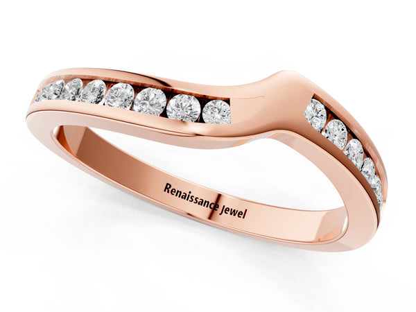 Rose gold Channel-Set Round Diamond Contour Band