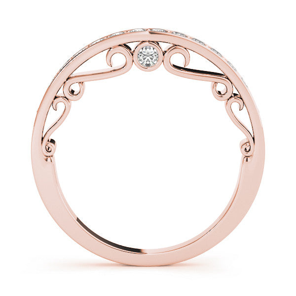 Rose gold Channel Set Round Diamond Contoured Band 1