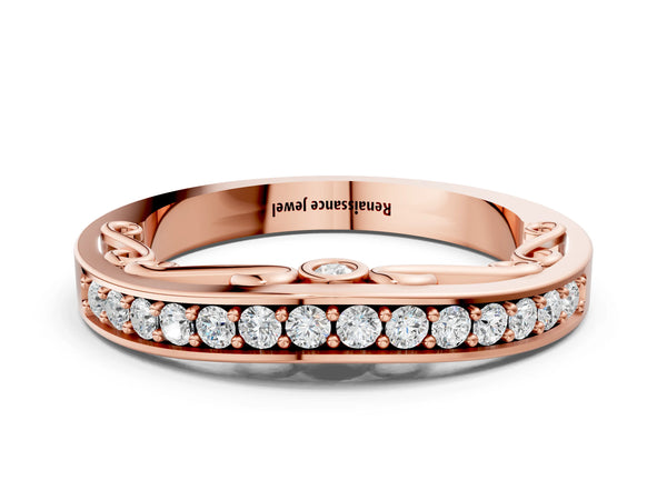 Rose gold Channel Set Round Diamond Contoured Band