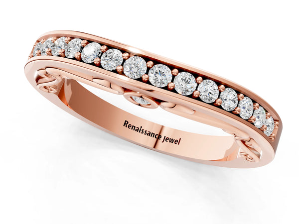 Rose gold Channel Set Round Diamond Contoured Band
