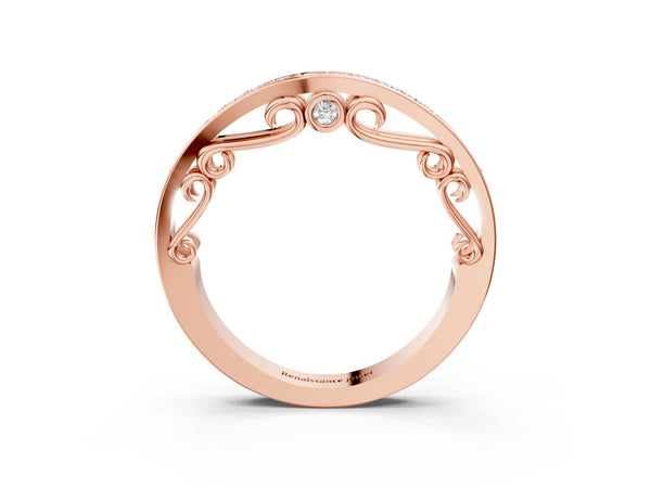 Rose gold Channel Set Round Diamond Contoured Band