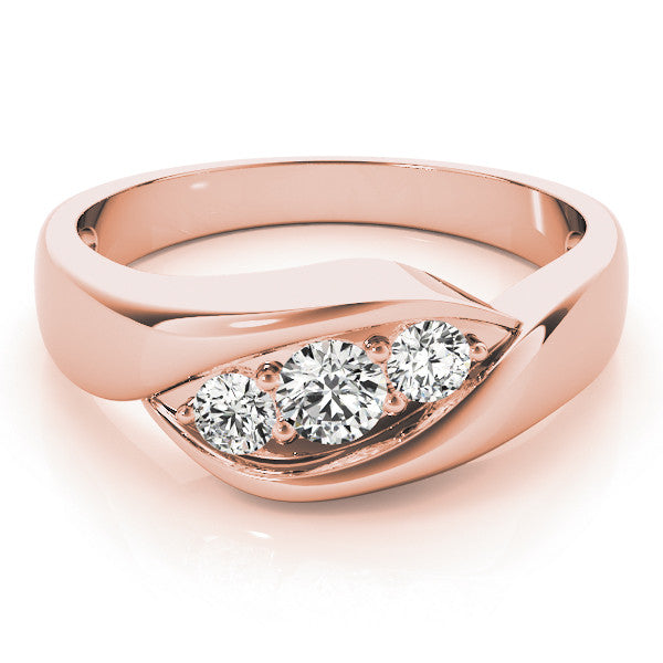 Rose gold Channel Set Round Diamond Crossover Band 1