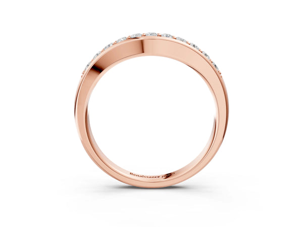 Rose gold Channel Set Round Diamond Curved Band