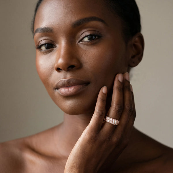 Rose gold Channel Set Round Diamond Dome Band