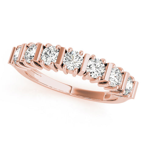 Rose gold Channel Set Round Diamond Eternity Band with Bar Prong Setting