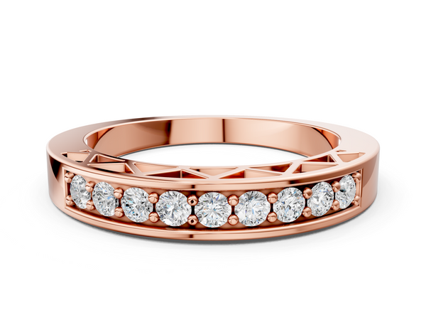 Rose gold Channel-Set Round Diamond Eternity Band with Shared Prong Setting
