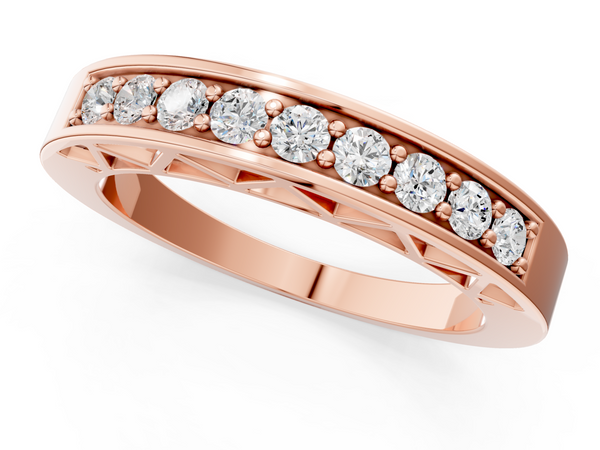 Rose gold Channel-Set Round Diamond Eternity Band with Shared Prong Setting