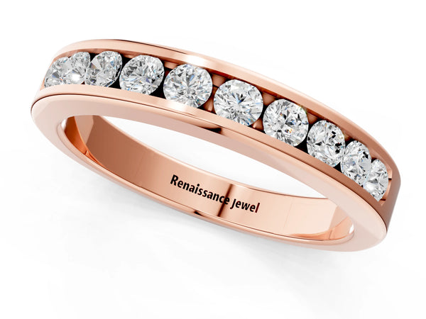 Rose gold Channel-Set Round Diamond Eternity Band
