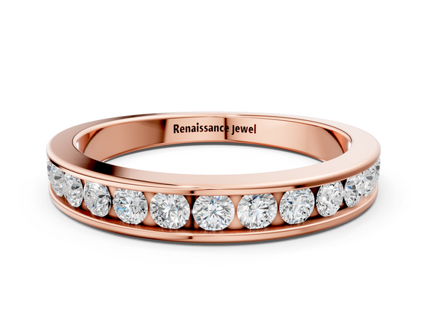 Rose gold Channel Set Round Diamond Eternity Band