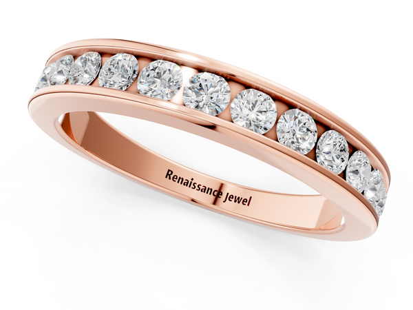 Rose gold Channel Set Round Diamond Eternity Band