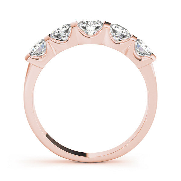 Rose gold Channel-Set Round Diamond Five-Stone Band 1