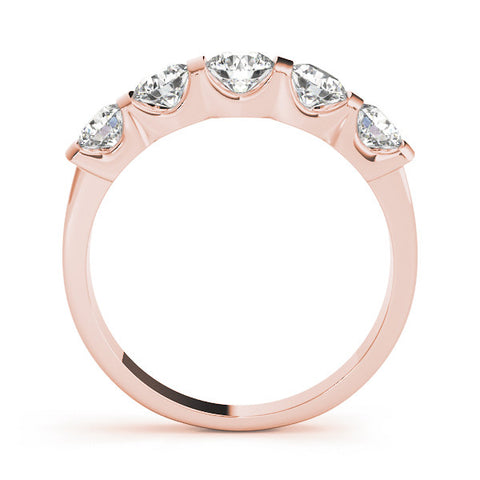 Rose gold Channel-Set Round Diamond Five-Stone Band 1