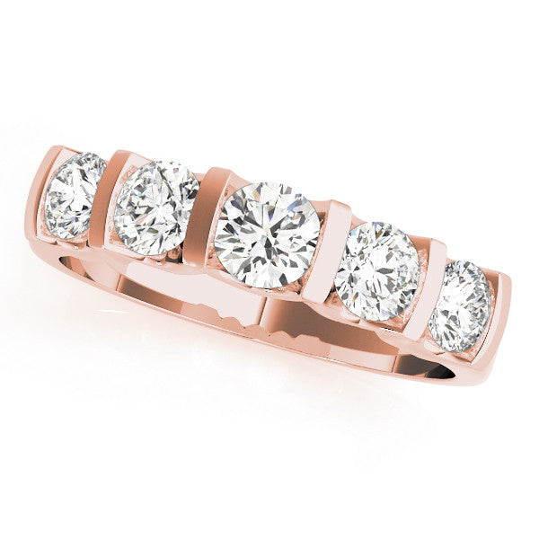 Rose gold Channel-Set Round Diamond Five-Stone Band