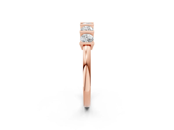 Rose gold Channel-Set Round Diamond Five-Stone Band