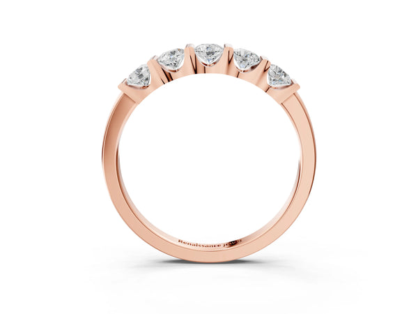 Rose gold Channel-Set Round Diamond Five-Stone Band