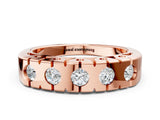 Rose gold Channel Set Round Diamond Flat Band with Prong Setting_4