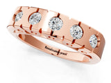 Rose gold Channel Set Round Diamond Flat Band with Prong Setting_5