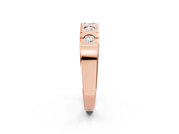 Rose gold Channel Set Round Diamond Flat Band with Prong Setting