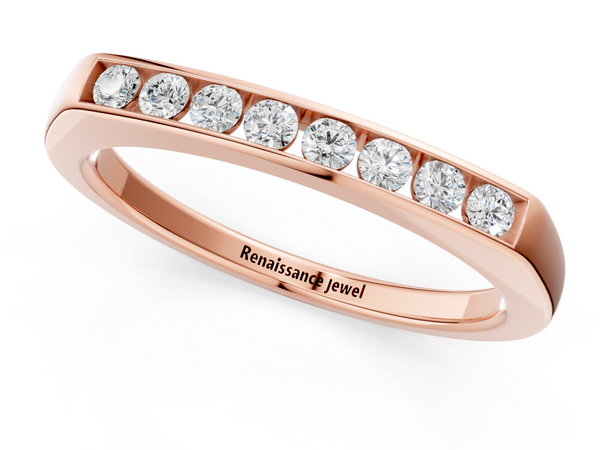 Rose gold Channel Set Round Diamond Flat Band