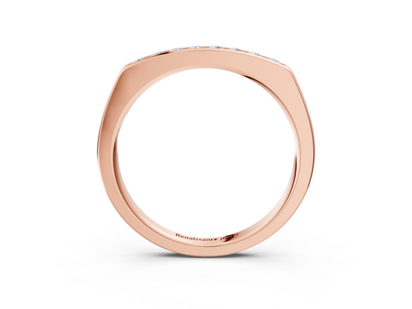 Rose gold Channel Set Round Diamond Flat Band