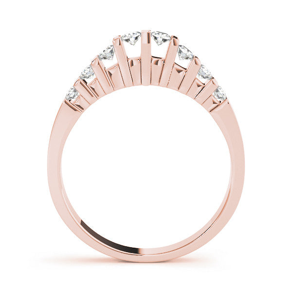 Rose gold Channel Set Round Diamond Half Eternity Band with Bar Prong Setting 1