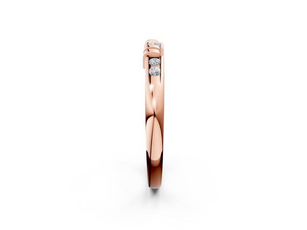 Rose gold Channel Set Round Diamond Half-Eternity Band with Bar Prong Setting