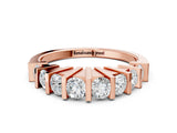 Rose gold Channel Set Round Diamond Half Eternity Band with Bar Prong Setting_4