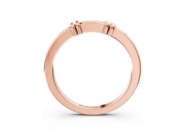 Rose gold Channel Set Round Diamond Half-Eternity Band with Bar Prong Setting
