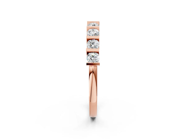 Rose gold Channel Set Round Diamond Half Eternity Band with Bar Prong Setting