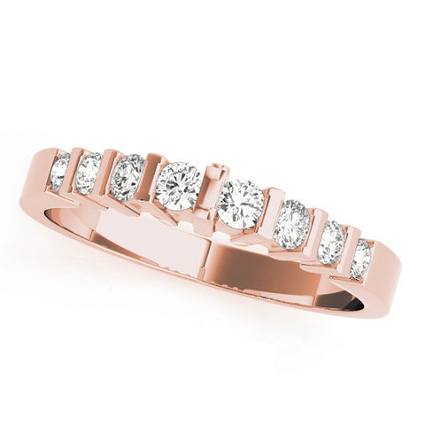 Rose gold Channel Set Round Diamond Half Eternity Band with Bar Prong Setting