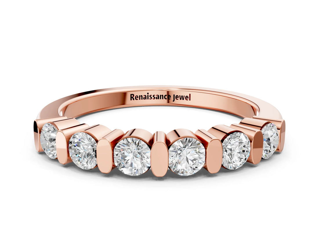 Rose gold Channel Set Round Diamond Half Eternity Band_2