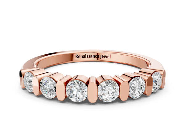 Rose gold Channel Set Round Diamond Half Eternity Band