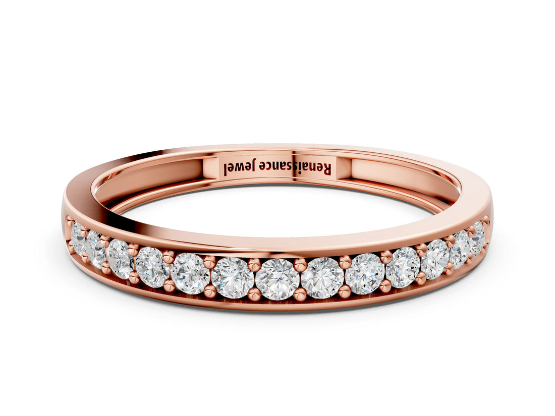 Rose gold Channel-Set Round Diamond Half Eternity Band_2