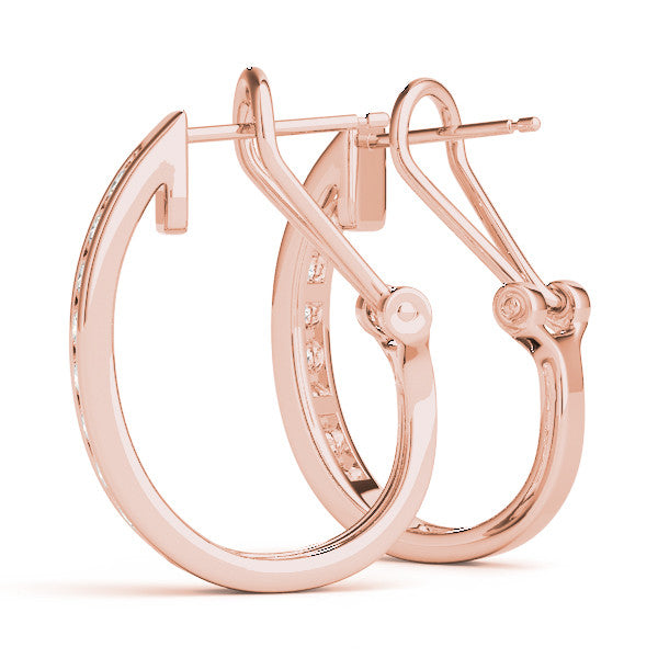 Rose gold Channel-Set Round Diamond Hoop Earrings in White Gold 2