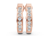 Rose gold Channel-Set Round Diamond Hoop Earrings in White Gold_19